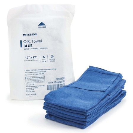 Mckesson Blue Sterile O.R. Towel, 17 x 27 Inch, 6/Pack, 6PK 16-6006-B